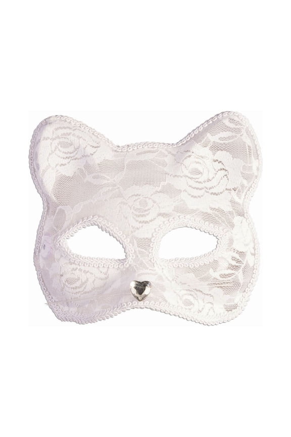 Halloween Lace Cat Mask - White