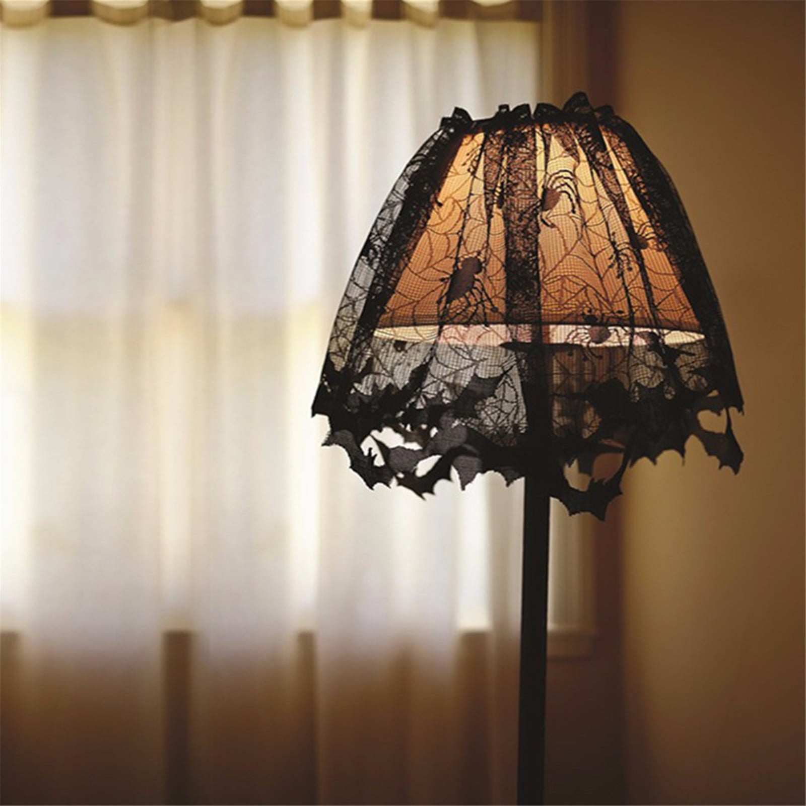 QISIWOLE 20 x 60 Inch Halloween Black Lace Lamp Shade Cover