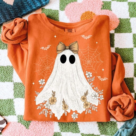 Halloween Lace Ghost Sweatshirt, Coquette Boo in Boujee Ghost Shirt Sweatshirt, Floral Halloween Sweatshirt, Spooky Season Sweatshirt, Boo Halloween Shirt