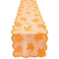 thumbnail image 1 of Halloween Lace Square Table Runner, Maple Leaf Pumpkin Patterned Tablecloth, for Fall Dining Room Living Room Decor, for Seasonal Homeowners and Hosts, Yellow, 1 of 8