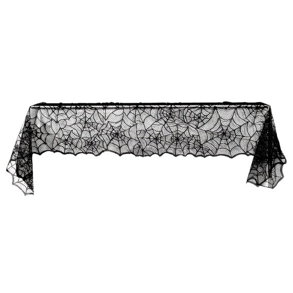 Halloween Lace Table Runner 17.72 × 72.05Inch Spider Web Pattern Rectangular Tablecloth for Themed Party Decoration Dining Room Kitchen Living Room Event