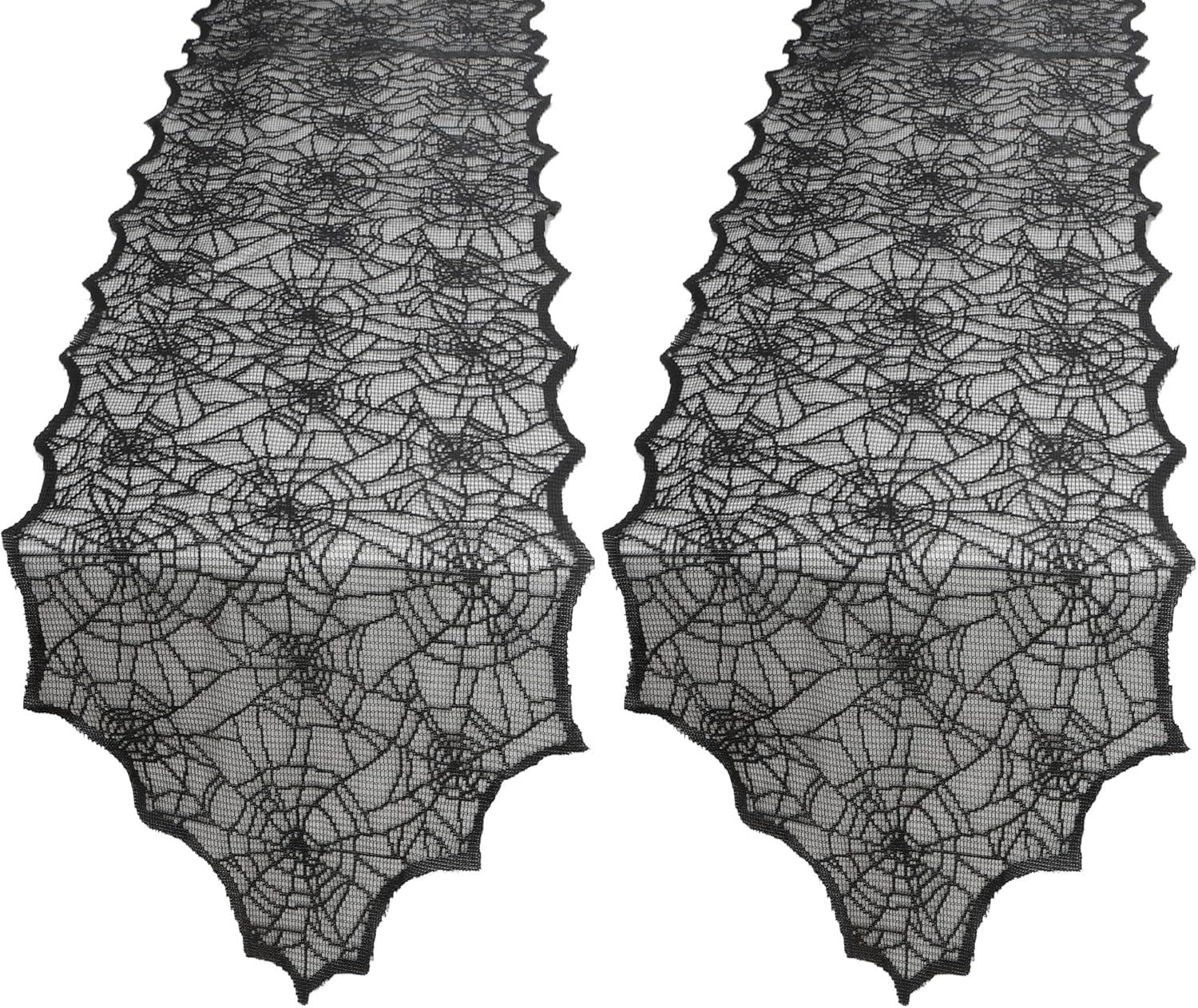 Halloween Lace Table Runner 72x18 Inch with Spider Web Design for Party Decor