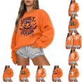 thumbnail image 1 of Halloween Ladies Sweatshirt Without Hood With Print Autumn Comfortable Top Festive Crew Neck Pullover For Casual Denim Season Orange1 M, 1 of 4