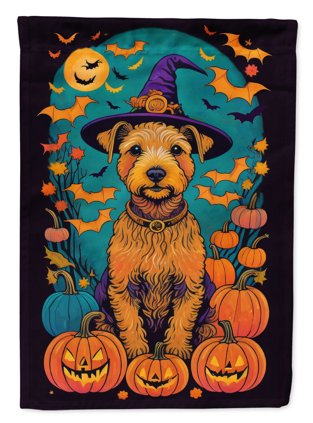 Halloween Lakeland Terrier Dog House Flag 28x40IN Double-Sided Polyester Decorative Sleeve Pole Flag for Outdoor Home Garden