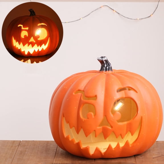 Halloween Lantern Blow Mold Jumbo LED Lighted Pumpkin, Battery Operated Indoor/Outdoor Decor for Porch Yard Tabletop - Halloween and Thanksgiving Holiday Decoration