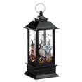 thumbnail image 1 of Halloween Lantern Decoration with Flameless Candle, 5.1" Retro Hanging Glass Lamp for Graveyard Display, Pumpkin LED Light for Home Party & Day of The Dead Gift, Black2, 1 of 5