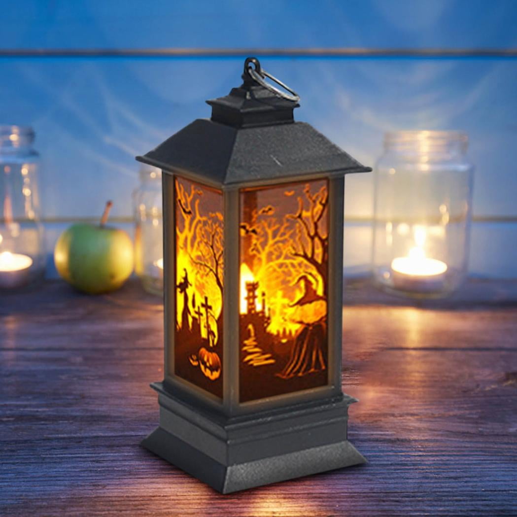 Halloween Lantern Decorations 5'' Portable LED Candle Lantern Vintage ...