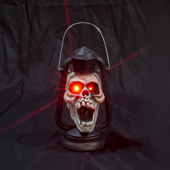 Halloween Lantern Skull Lamp Hanging LED Skull Statue Light Battery Operated, Eyes Flashing Night Light Plastic Skeleton Prop Horror Haunted House Party Ornament Decoration
