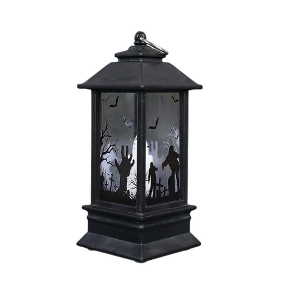 Halloween Lanterns, LED Lanterns, Portable Mini Battery Powered Halloween Decorations, Black Plastic Material