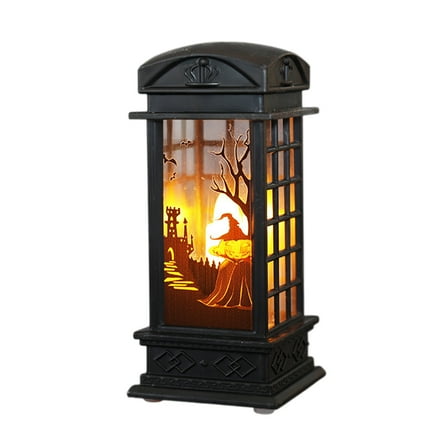 Halloween Lanterns, LED Lanterns, Portable Mini Battery Powered Halloween Decorations, Black Plastic Material