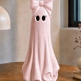 thumbnail image 1 of Halloween Large Ghost with Bow Decoration, White and Pink, 20", Halloween Decor Indoor, Sturdy Ghost Figurines for Desk Tabletop Centerpieces, Kawaii Ghosts Gifts, 1 of 7