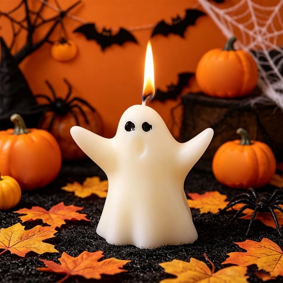 Halloween Large Ghost Candles White Spooky Scented Halloween Candles Horror Gifts Candle Tea Lights Goth Room Decor for Summer Dining Table Party Bedroom