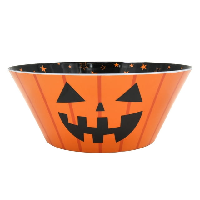 Halloween Large Orange JackO'Lantern Plastic Serving Bowl, Partyware