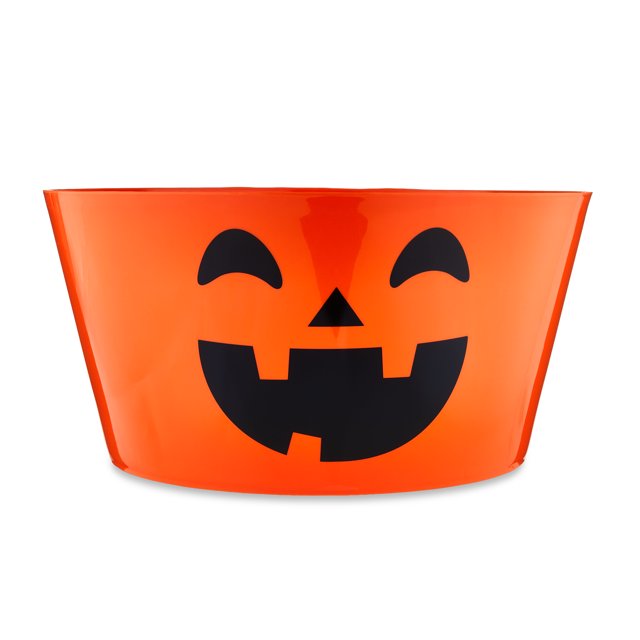 Halloween Large Pumpkin Tapered Bowl, Plastic, Orange, Partyware, by Way to Celebrate