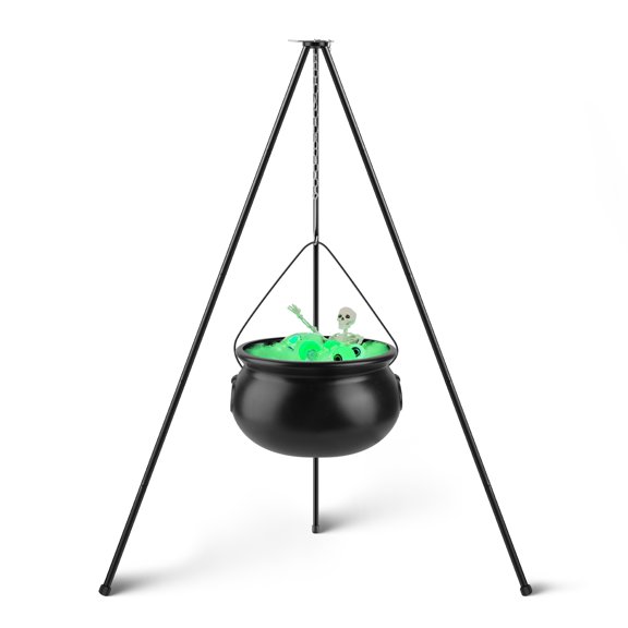 Halloween Large Witch Cauldron With 56.49 Tripod And Eyeball String Light Skeleton Halloween Outdoor Decoration For Porch Yard Patio Garden Living Ro
