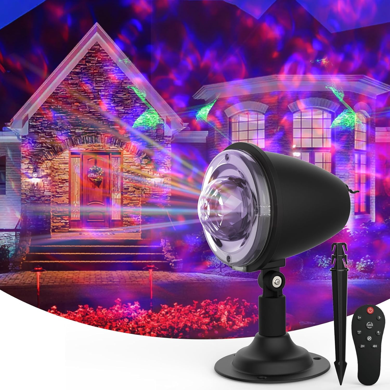 Halloween Laser Projector Lights,Outdoor Projector Light,21 Colors Ocean  Ripple Projection with Remote Control for Christmas Thanksgiving Indoor ..., image size:1500x1500
