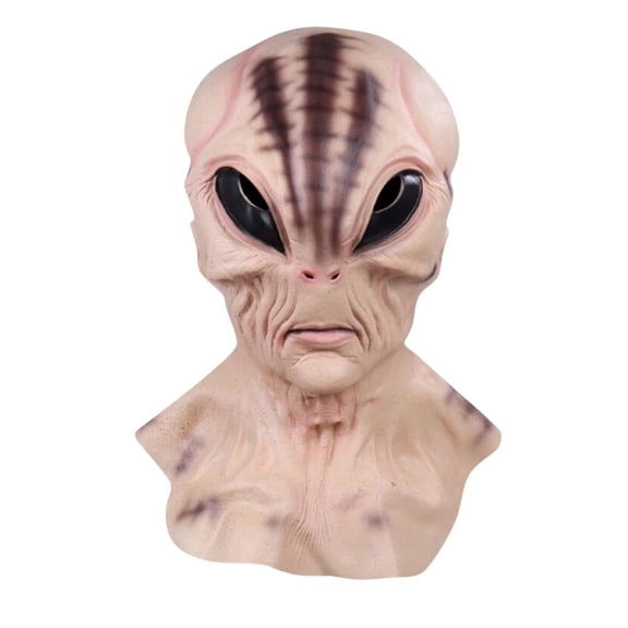 Halloween Latex Head Prop, Halloween Party Decorations, Space Themed Party Favors, Scary Halloween Mask, Flesh-Tone Patterned Alien Full Head Mask for Photo Booth Props and