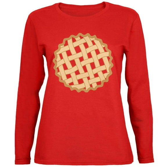 Halloween Lattice Pie Costume Strawberry Cherry Womens Long Sleeve T Shirt Red 2XL