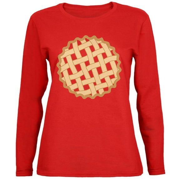 Halloween Lattice Pie Costume Strawberry Cherry Womens Long Sleeve T Shirt Red LG