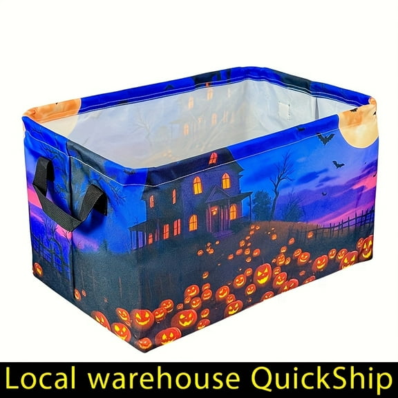 Halloween Laundry Basket, Durable Polyester Storage Bin For Dorm, Bathroom, Halloween Basket, Dorm Room Essentials, Halloween Gifts, Gift Basket Teacher Basket Book Basket, Fall Basket,Shelf Baskets