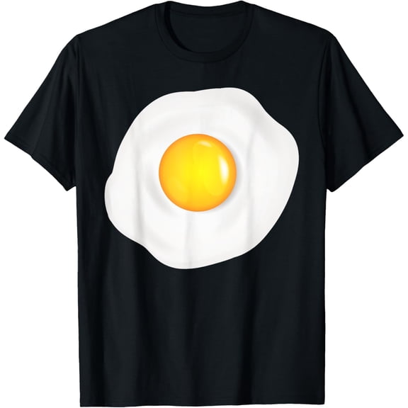 Halloween Lazy Costume 2024 Fried Egg Halloween Funny T-ShirtMen and women, Black T-shirt, size: Extra large S-4XL