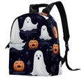 Halloween Leather Canvas Backpack Laptop Bag with Adjustable Shoulder