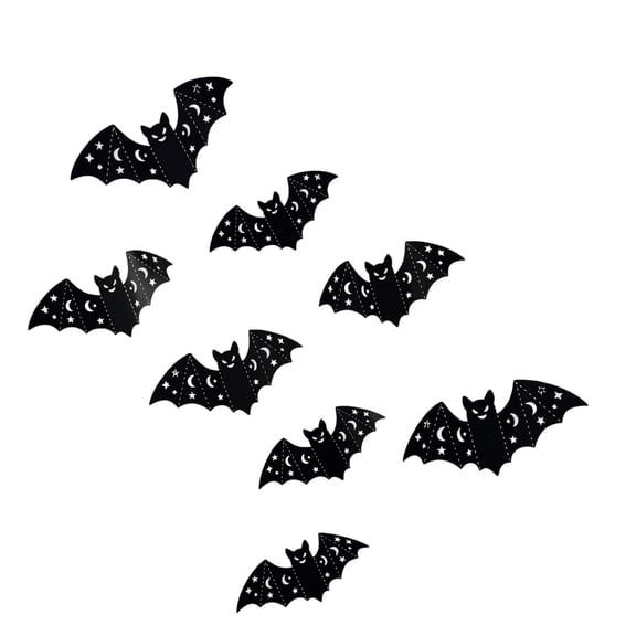 Halloween Led Glowing Bat Wall Decals, Self-Adhesive Pvc Light Up Bats for Haunted House Party Decor, Spooky Bat with Star Moon Design 8 Pack