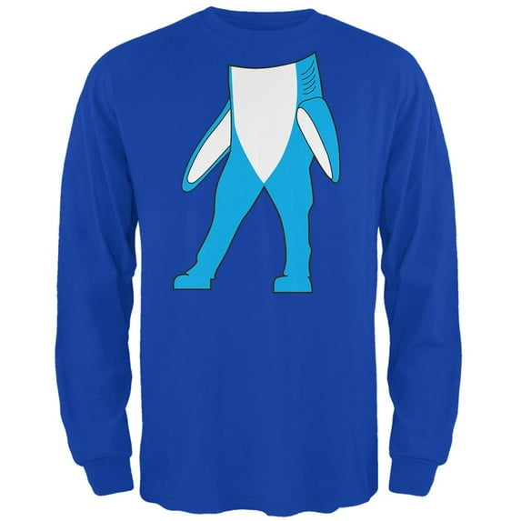 Halloween Left Shark Body Costume Mens Long Sleeve T Shirt Royal SM