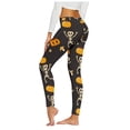 thumbnail image 1 of Halloween Leggings For Women Skeleton Print High Waist 4-Way Stretch Casual Running Workout Leggings, 1 of 4