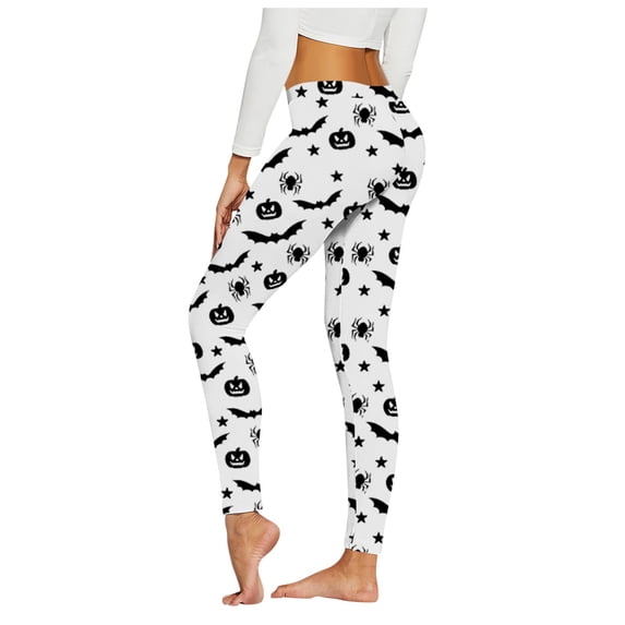 Halloween Leggings For Women Skeleton Print High Waist 4-Way Stretch Casual Running Workout Leggings