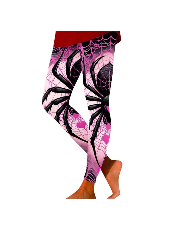 Halloween Leggings For Women Spiderweb Print Squat Proof Active Soft Leggings for Workout Gym Casual