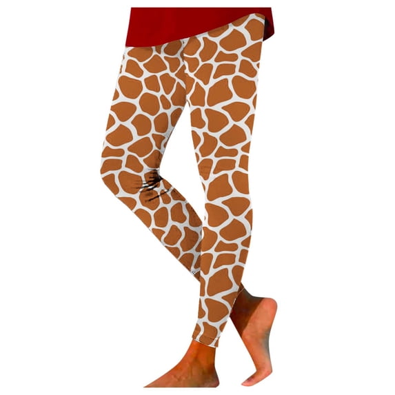 Halloween Leggings For women Giraffe Print High Waist 4-Way Stretch Casual Trousers Athletic Pants