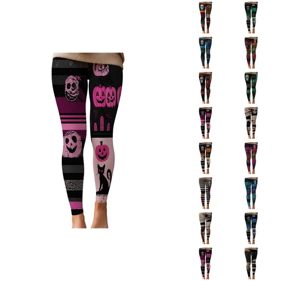 Halloween Leggings for Women Elastic High Waist Lifting Spooky Print Tights Pants Workout Yoga Pants