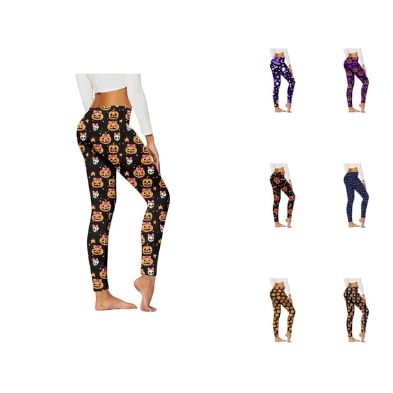 Halloween Leggings for Women Elastic High Waist Funny Print Slim Fit Tights Pants Workout Yoga Pants