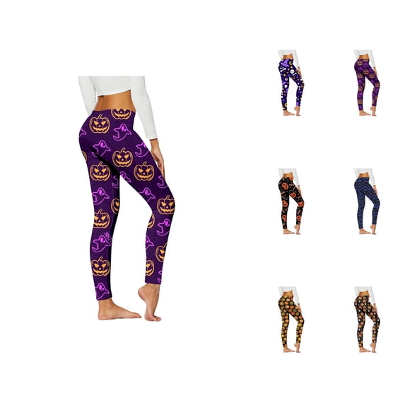 Halloween Leggings for Women Elastic High Waist Funny Print Slim Fit Tights Pants Workout Yoga Pants