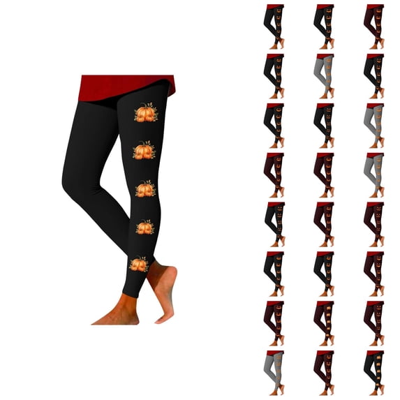 Halloween Leggings for Women Elastic High Waist Funny Pumpkin Face Print Lifting Tights Pants Workout Yoga Pants