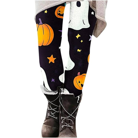 Halloween Leggings for Women Funny Graphic Printed High Waist Stretchy Jeggings Long Pants Festive Holiday Outfits (L, Multicolor-C)
