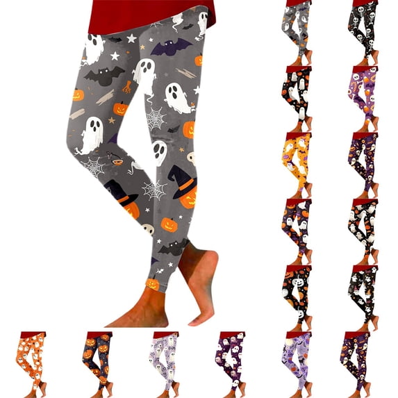 Halloween Leggings for Women High Waisted Tummy Control Workout Leggings Buttery Stretch Printed Running Gym Yoga Pants