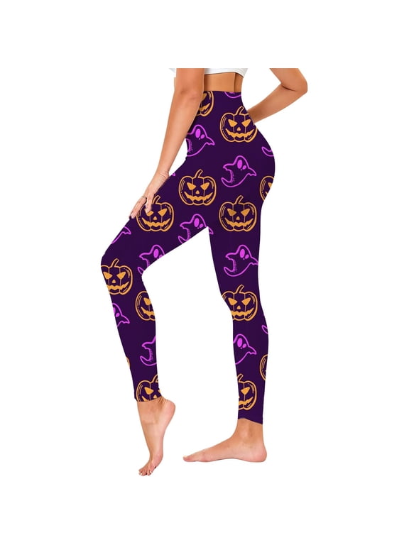 Halloween Leggings for Women Pumpkin Tights Pants Halloween Outfit Funny Fall High Waist Athletic Tights Stretchy Cute Yoga Legging