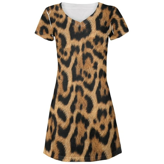 Halloween Leopard Print Costume All Over Juniors Beach Cover-Up Dress Multi MD