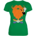 thumbnail image 1 of Halloween Leprechaun Costume Rainbow Bow Tie Juniors Soft T Shirt Irish Green 2XL, 1 of 1