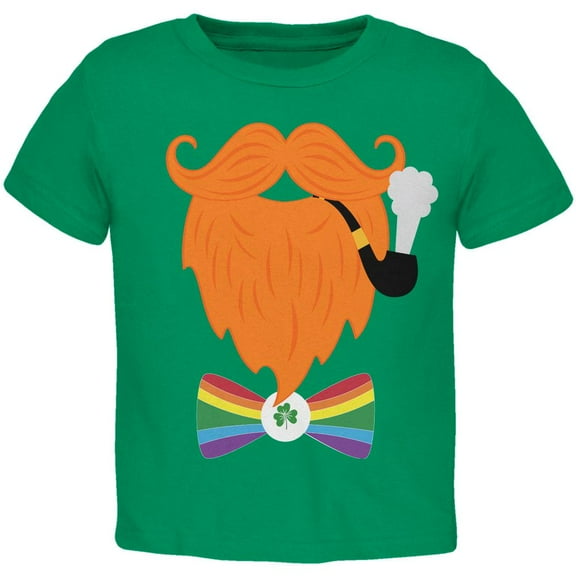 Halloween Leprechaun Costume Rainbow Bow Tie Toddler T Shirt Kelly Green 3T