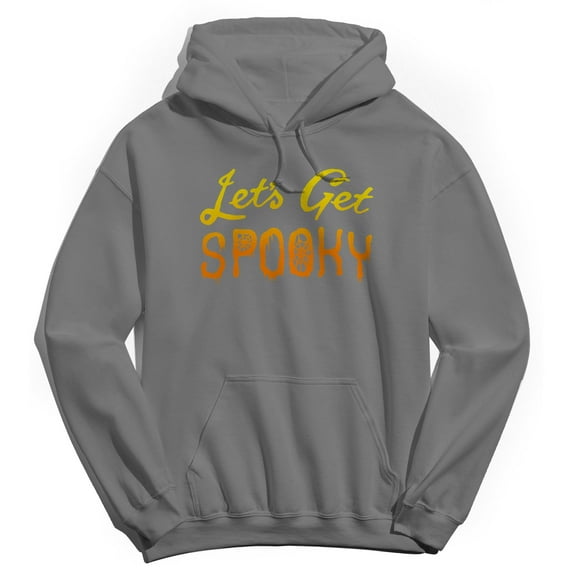 Halloween Lets Get Spooky Graphic Charcoal Heather Men's Cotton Pullover Hoodie