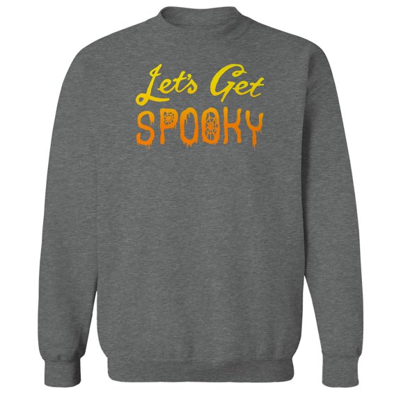 Halloween Lets Get Spooky Graphic Graphite Heather Men's Cotton Pullover Sweatshirt