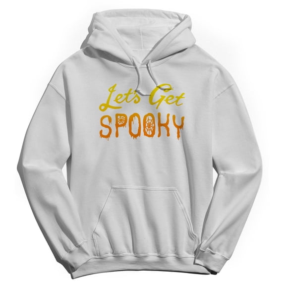 Halloween Lets Get Spooky Graphic White Men's Cotton Pullover Hoodie