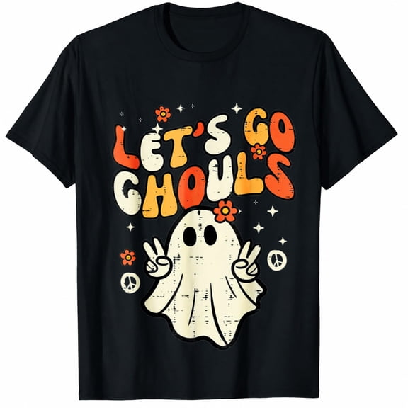 Halloween Lets Go Ghouls Ghost Retro Costume Women T-Shirt