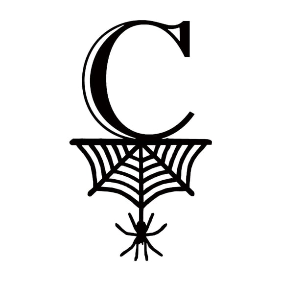 Halloween Letter Decorations, Halloween Metal Hanging Ornaments,Initial Name Personalized Hanging Tags, Black Cutout Spiderweb Monogram Sign for Halloween Party Home Indoor Outdoor Decorations