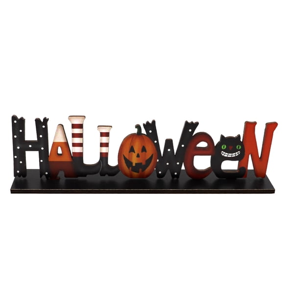 Halloween Letters Wooden Table Decoration Cartoon Pumpkin for Boots Sign Holiday Party Tray Desktop Ornament