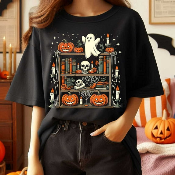 Halloween Library Limited Unisex Hoodie, Modern Teacher Halloween Long Sleeve Tee Top
