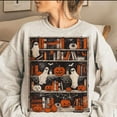 thumbnail image 1 of Halloween Library Sweatshirt, Ghost Books Halloween Sweatshirt, Teacher Halloween Sweatshirt, Book Lover shirt, Halloween Reading Sweatshirt, Book Club, Halloween Ghost TH140612, 1 of 5